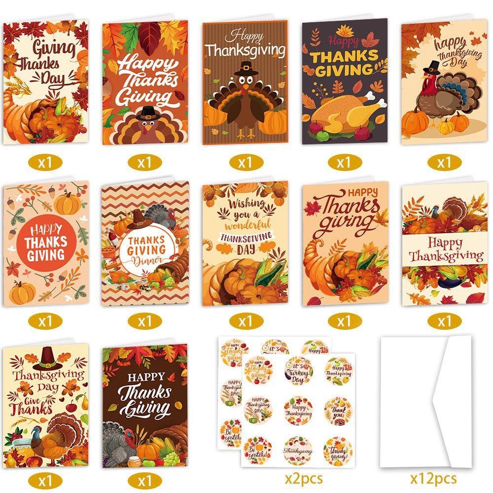 Thanksgiving Paper Turkey Envelope Greeting Cards Set Party Invitation Letter