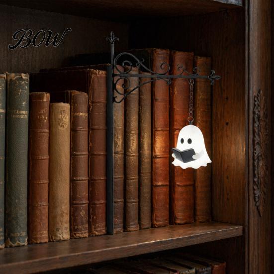 Fantasy Interior Decor Gift Ghost Bookshelf Light, Decorative Retro Lantern for Library Decor, Warm LED Vintage Reading Light Lamp Book Lovers, Gothic