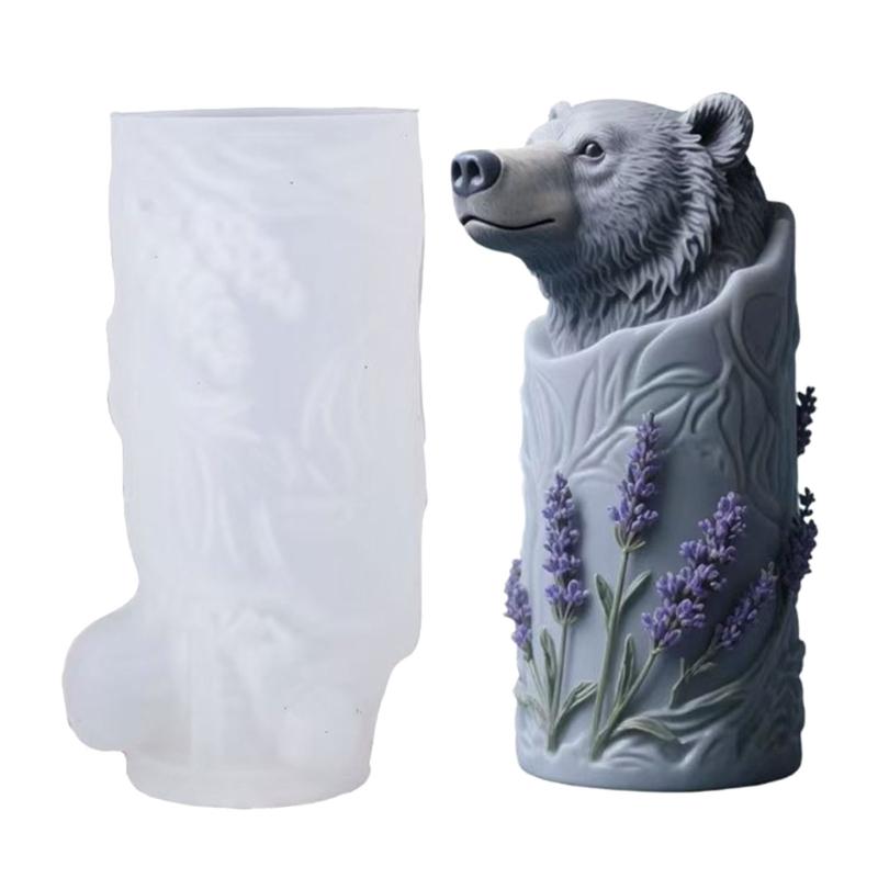 Silicone Bear Candle Mold Cylindrical Scented Candle Mould for Handmade Soap Candy Multipurpose Crafts Project 1