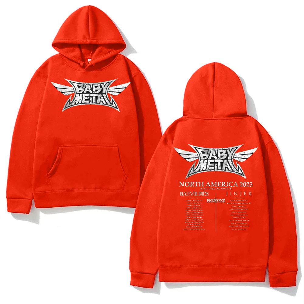 Babymetal Rock Band Hoodies Babymetal North America Tour 2025 Sweatshirt Men's Women Casual Harajuku Clothing Fashion Cotton Tee