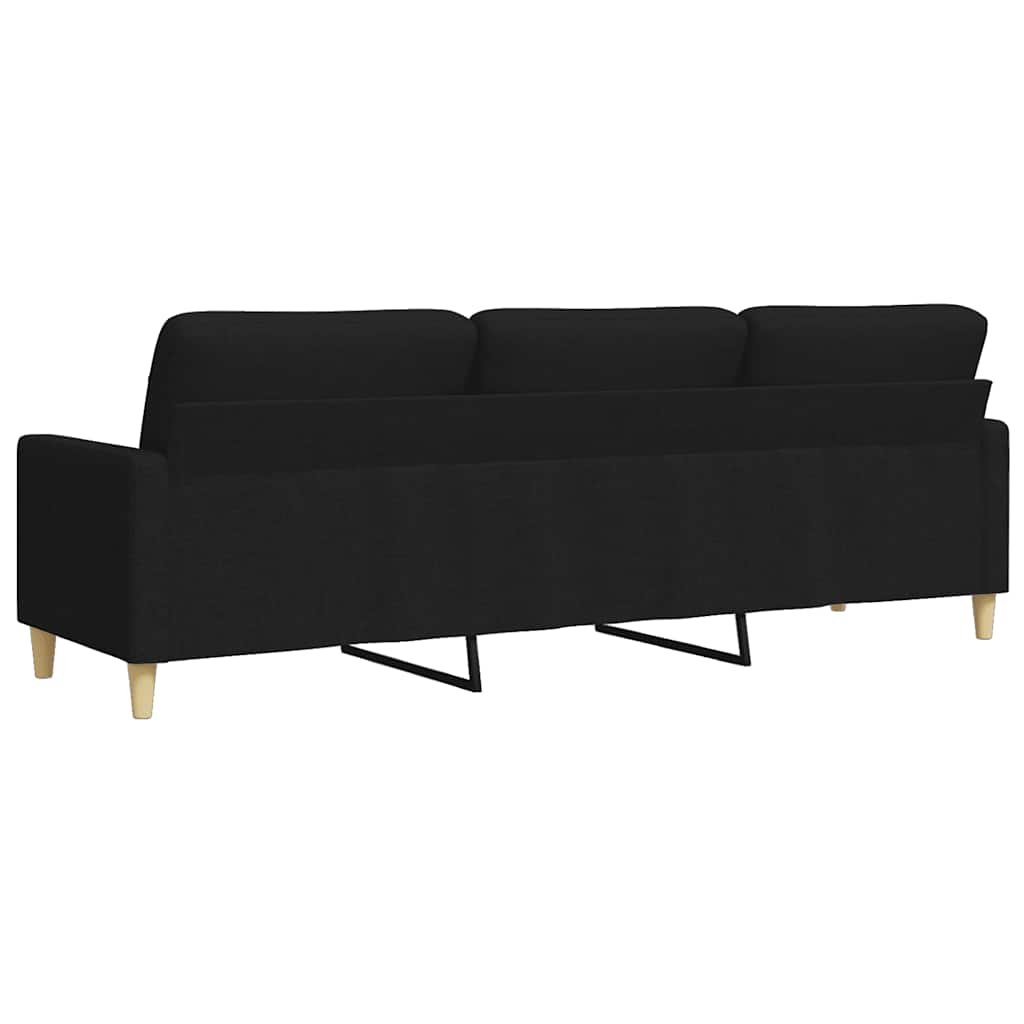 3 Seater Sofa Black 210 cm Fabric