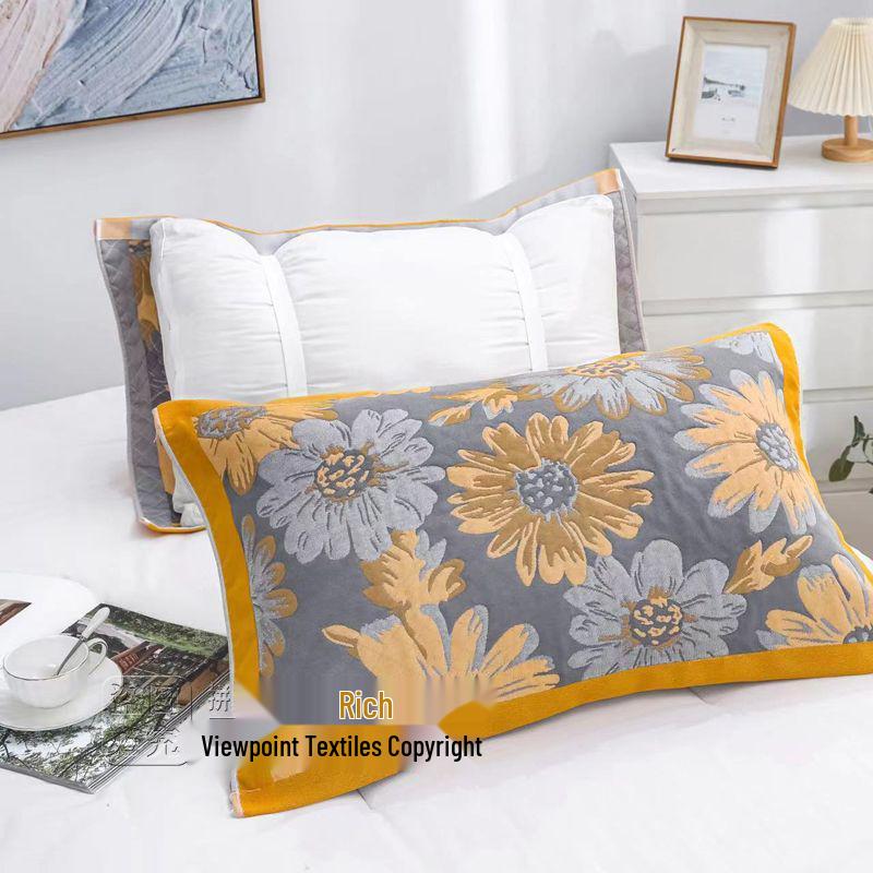 Yiwenwo Non-Slip Extra Large Cotton Gauze Pillowcase with Fixed Straps for Students & Adults