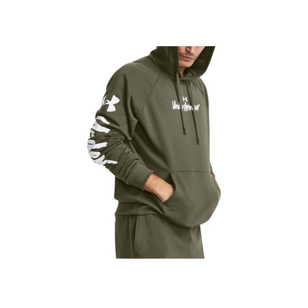 Under Armour Rival Letter Print Fleece Training Hoodie Men Hoodies Green 1379760-390