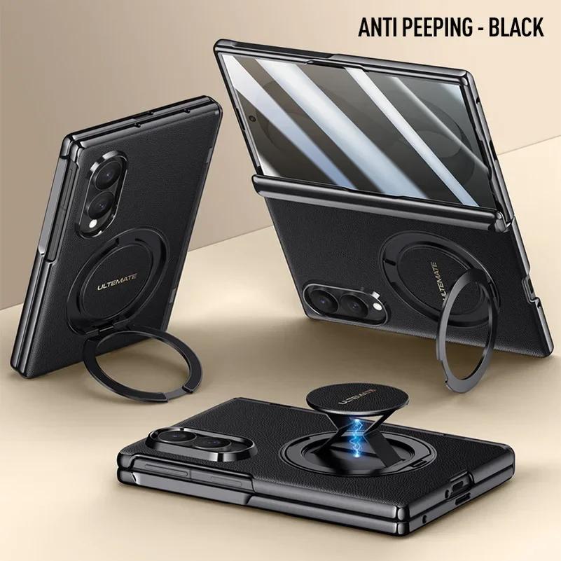 Supporto Magnetico Metallico con Cinturino da Polso Custodia per Telefono 2-in-1 per Samsung Galaxy Z Fold 8 Fold8 Ultra Copertura Anteriore in Pelle Schermo in Vetro