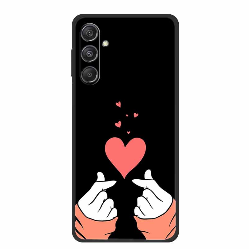 For Samsung Galaxy M36 A17 5G Case Flower Black Silicone Soft Back Cover For Samsung Galaxy S25 FE Plus Phone Case Coque Cartoon