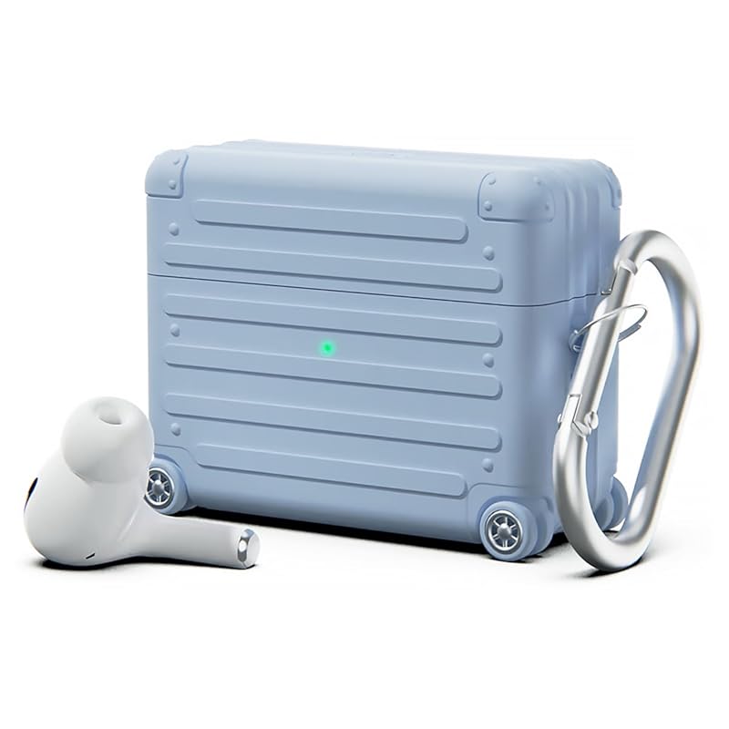 

miak чехол для AirPods Pro 2-го поколения/1-го поколения силиконовый чехол для переноски [ Ударопрочный силикон С карабином беспроводная зарядка ] air pots 2 небесно-голубой