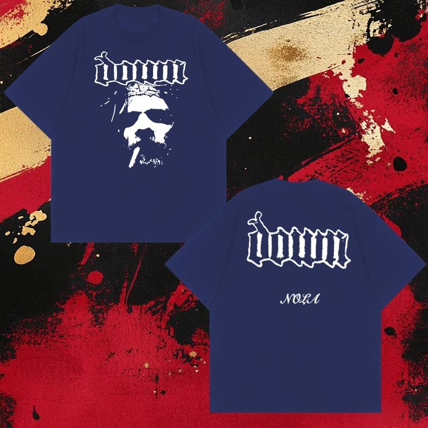 2026 Rock Band Down Nola Face Double Sided Print Short Sleeve T-shirts Men Women Vintage Hip Hop T Shirt Unisex Pure Cotton Top