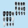24Pcs Black & White Ombre Almond Press On Nails with Silver Bow & Star Charms, Cool Y2K Spicy Girl Fake Nails with Glue