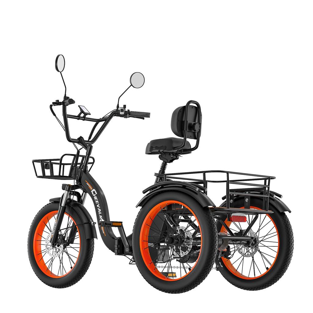 Cheevalry CF750 Freight Electric Tricycle 750W Motor 48V20AH Battery 20 Inch Freight Tires 130KG Load 25KM/H Speed Folding  E-Bike