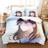 New Summer Time Rendering Bedding Set Cartoon  Three-piece Set Adult Kid Bedroom Duvet Cover Sets 3D Kawaii Girls Twin Set