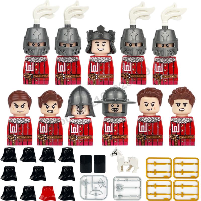 Medieval Military Building Blocks Roman Officer Soldier Knight Imperial Army Head Of State Elf Hunter Lion King War Horse Brick