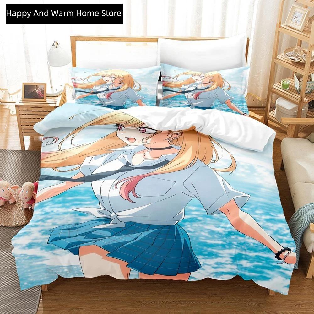 Anime My Dres-Up Darling Beding Set Single Twin Ful Quen King-Sized Dimensionsd Dimensions Bed Linen Set Adult People Young Boys Bedrom Duvet Cover