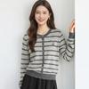 Vintage Embroidered Striped Wool-Blend Knit Cardigan