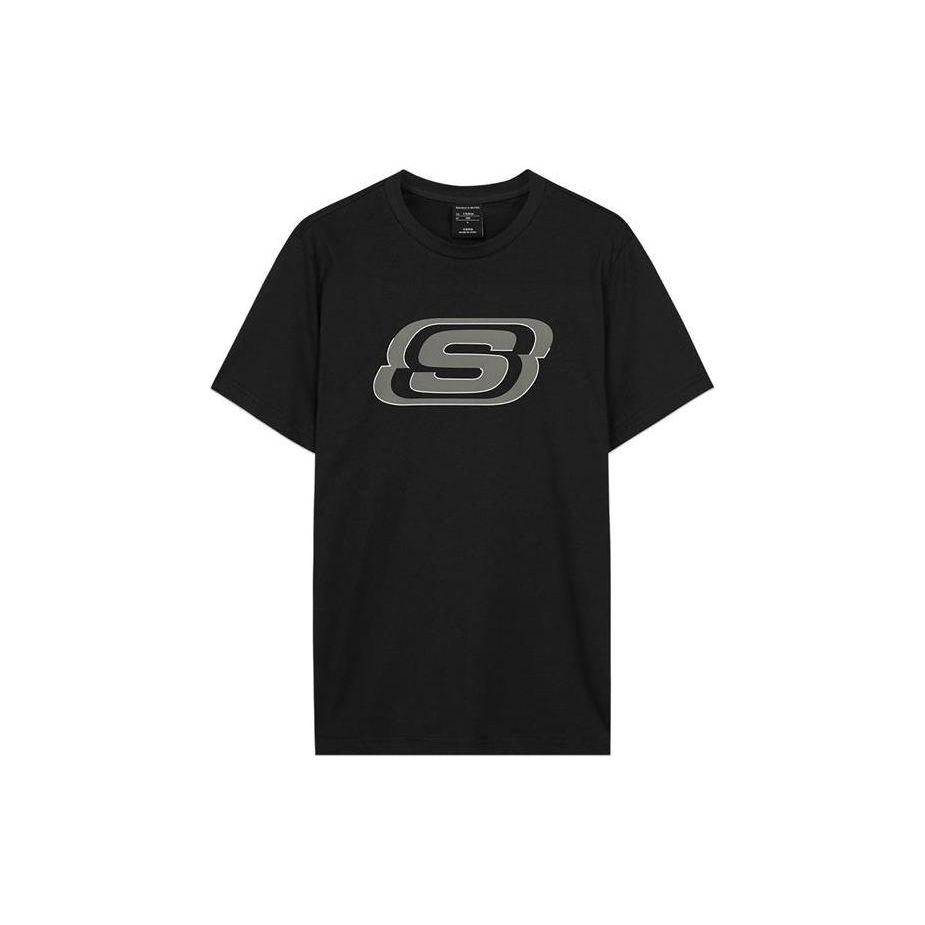 Skechers Logo Print Round Neck Pullover Short Sleeve T-Shirt Unisex Tops Carbon-Black L222U064 M