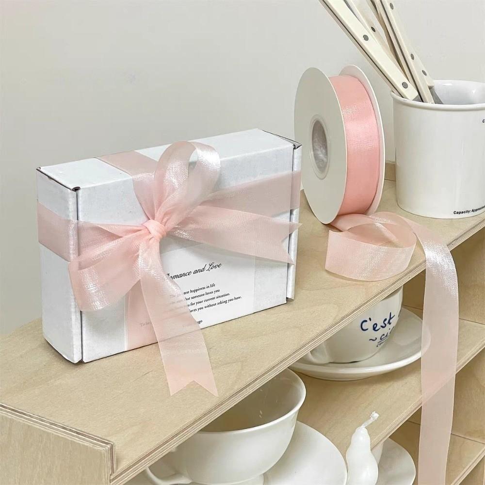 Translucent Chiffon Ribbons 2.5cm Width Hair Clip Ribbons New Festival Gift Box Packing Ribbons