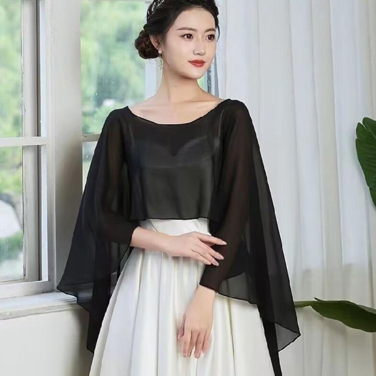 Breathable Polyester Yarn Shawl Wrap For Women Outdoor Activity Sun Protective Capes Scarf for Vacation and Formal Event