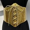 Shinny Leopard Print Waistband Elastic Blingbling Corset Belt Personality Gold Cummerbunds  Corset