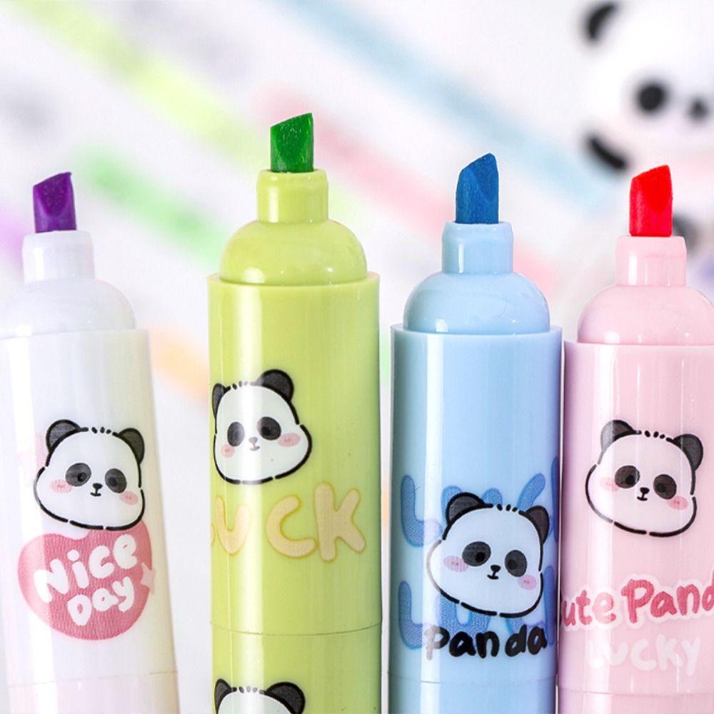 Creative Panda Highlighter Pen Cartoon Diy Color Ledger Pen Portable Marker Pen  School Office