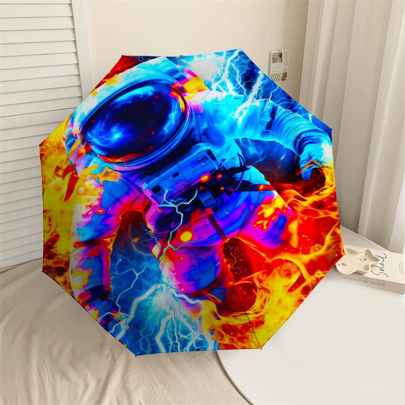 1pc Fire Lightning Pattern Umbrella Design Automatic Opening and Closing Umbrella, High-quality Travel Umbrella, c1128241