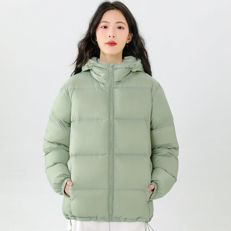 

Down jacket women s short hooded 2024 new winter couple men s thickened loose bread jacket fashion jacket tide XXL світло-зелений колір