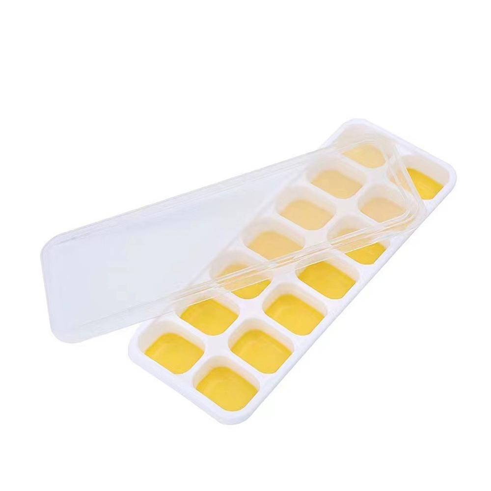 

14 комірок 4 шт./набір кубиковий лоток штабельована силіконова форма для льоду зі знімною кришкою легке виймання для коктейлю морозильна камера кухонні інструменти жовтий
