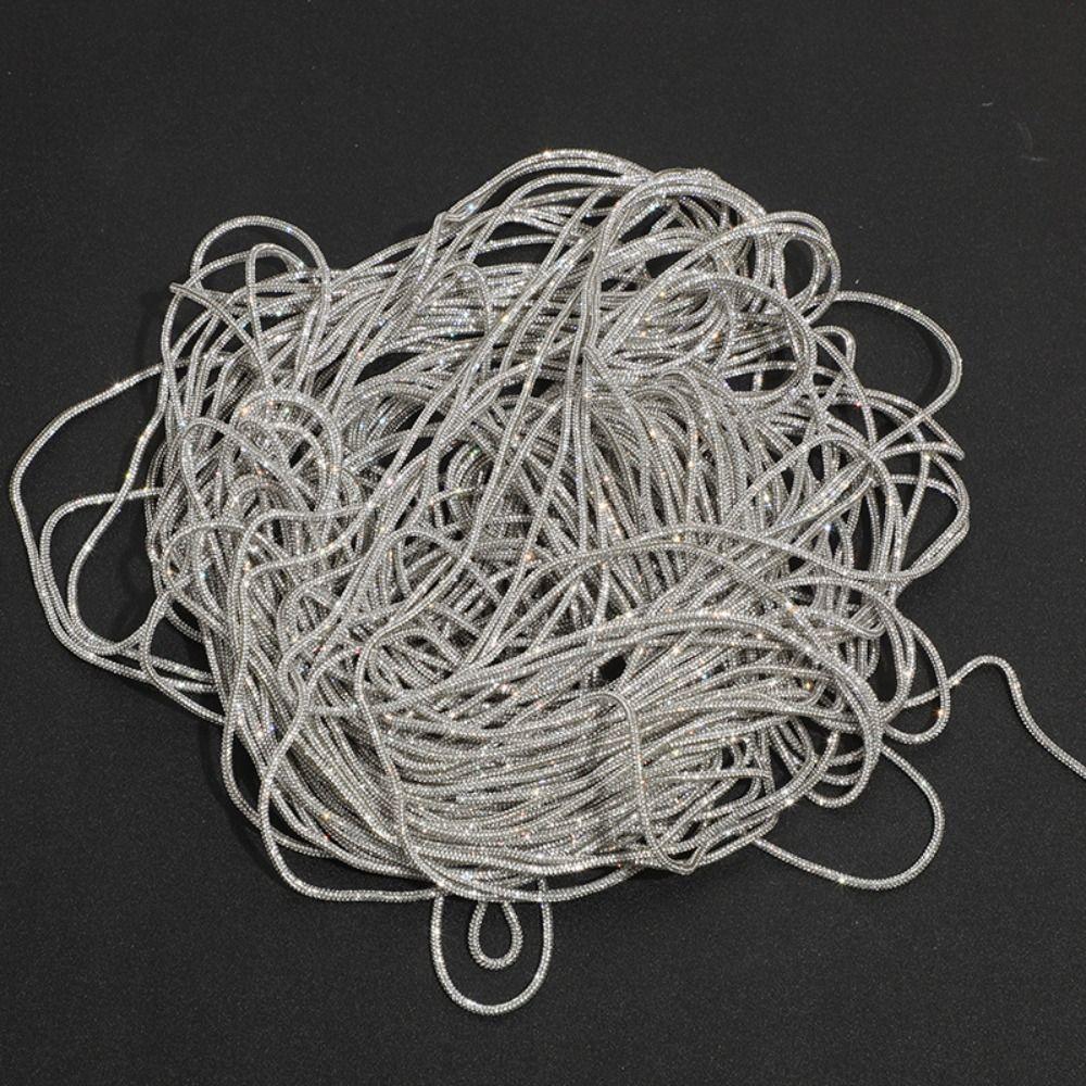 2 Yards Crystal Rhinestones Round Cord Shiny DIY Shoelaces Universal Drawstring  Bag Strap