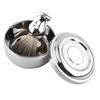 Alloy Shaving Soap Mug Bowl With Lid   Silver Handle Faux Badger Hair Brush Men Shave Tool Kit