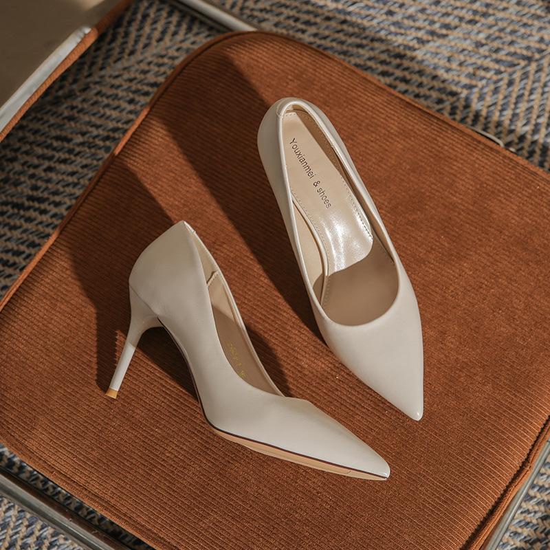 

Легкие и привычные туфли для通勤, профессиональный комфорт и модные универсальные высокие каблуки, женские остроносые туфли на тонком каблуке, женские туфли из мягкой кожи 39