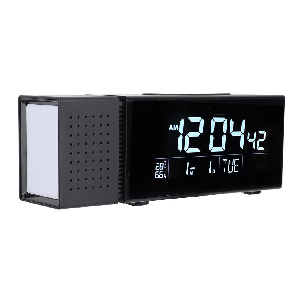 Digital Alarm Clock with Colorful Night Light, FM Radio, Date Week Temperature Humidity Display, 6 Alarms, Snooze, USB