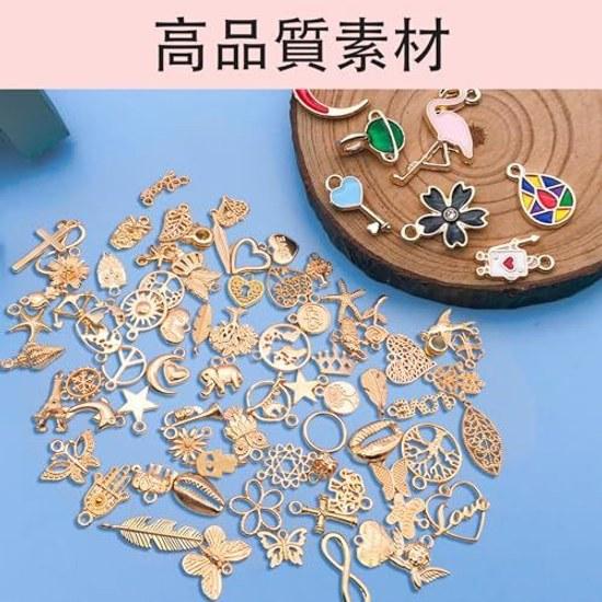 Acidea Charm Accessory Parts 200 Piece Set (Multicolor) Decorative Necklaces Earrings Pendants Handmade Accessories Gifts Crafts
