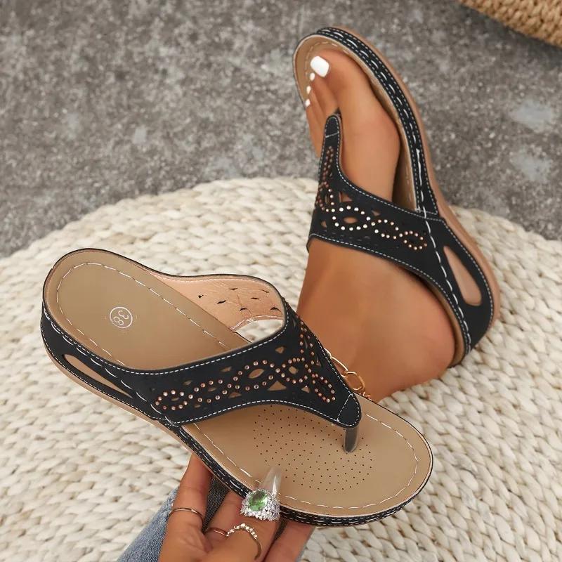 

Женские ортопедические сандалии, тапочки на толстой подошве, нескользящие, подходят для повседневной уличной пляжной обуви, повседневные шлепанцы, римские сандалии 36