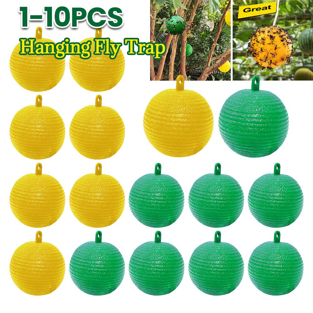 10PCS Fly Ball Traps 8cm Insects Fly Swatter Fruit Flies Trap Reusable Hanging Trap Ball Pest Repeller Killer Garden Supplies
