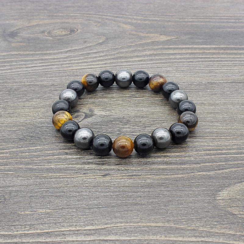 10MM Tiger Eye & Obsidian Magnetic Bracelet - Fashionable & In Stock
