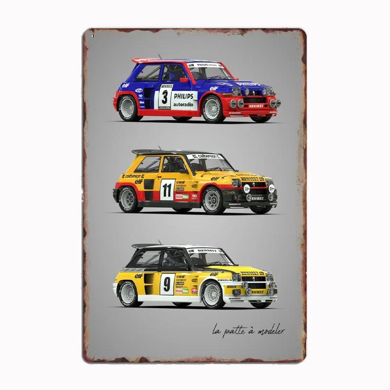 Lancia Classic Sports Quattro S1Rally Car Blueprints Metal Plaque Poster Club Home Bedroom Bar Tin Sign Room Decor Wall Decor