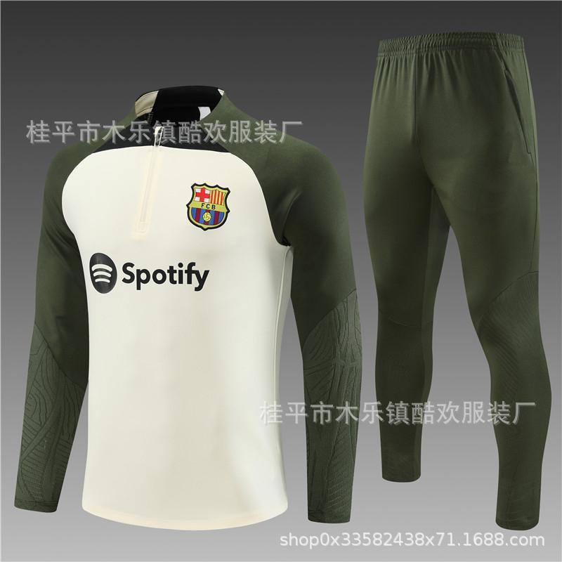 26/27 Barcelona Half-Zip Training Suit Men Women Sports Fitness Running Soccer Tracksuit