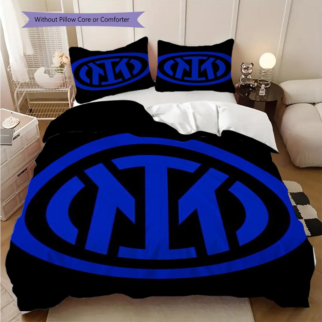Biancheria da letto Colori Stelle Emblema Inter (1 * copripiumino + 2 * federa, senza nucleo) Copripiumino e federa 2D piatti, morbidi e confortevoli