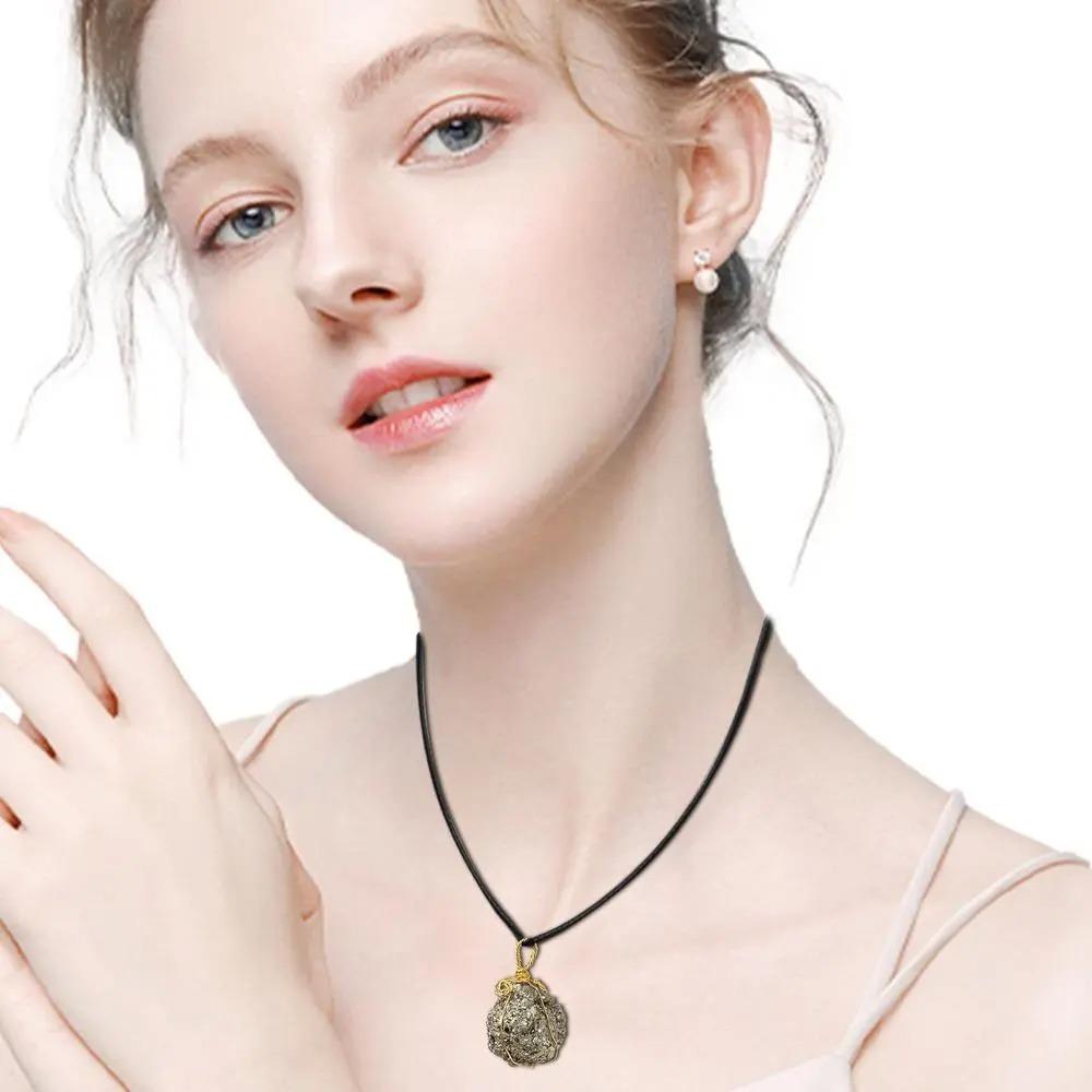 Mit Draht umwickelte natürliche Kristallstein-Halskette, Pyrit-Anhänger, Schmuck, roher Pyrit-Stein, Geschenke
