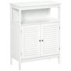 Bathroom Storage Unit Cabinet with Open Storage Shelf, Freestanding Floor Cabinet Organizer with 2 Doors for Living Room Kitchen Entryway, White
