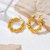 Retro Bamboo Joint Hoop Earrings for Women, Titanium Steel Plated with 18K Gold, Large and Exaggerated Design