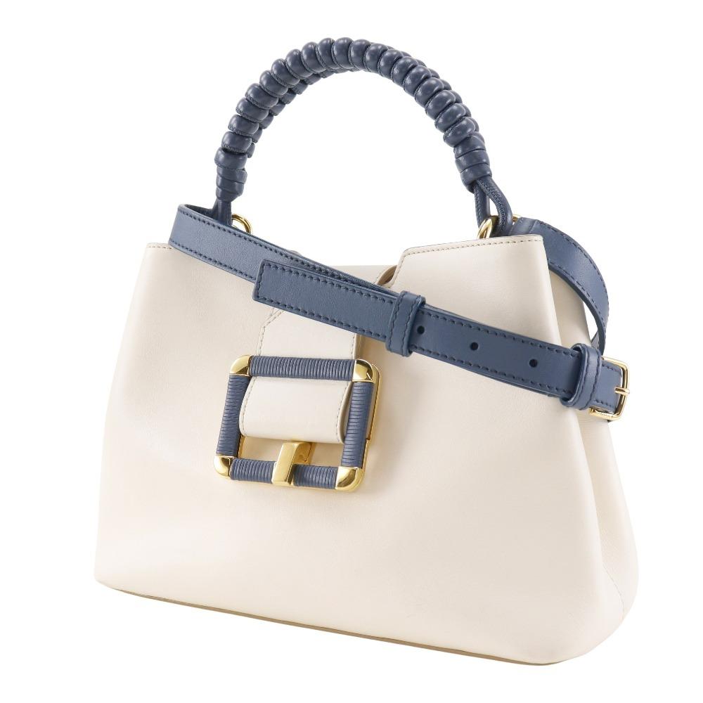 Bally Janelle Handbag JORAH 2WAYShoulder White / Blue Leather Women Used