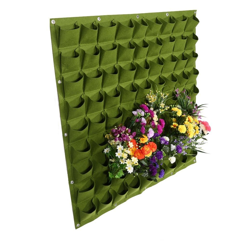 

100*100cm Plant Grow Bag 81 Pockets Wall Plant Bags Flower and Vegetable Planting зелений