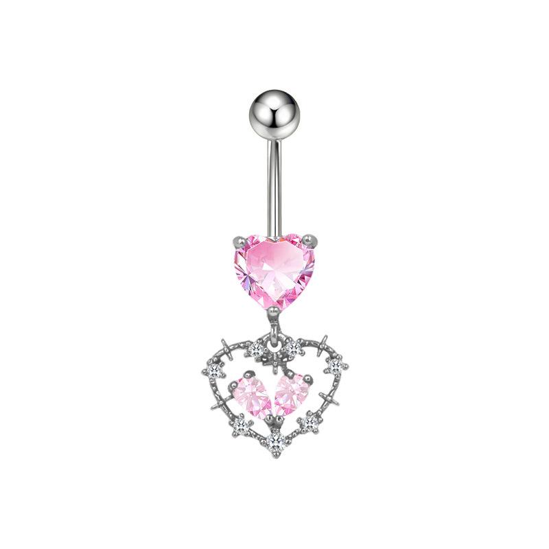 Gaibei Heart-shaped Bow Navel Ring - European & American Trendy Style Belly Button Jewelry