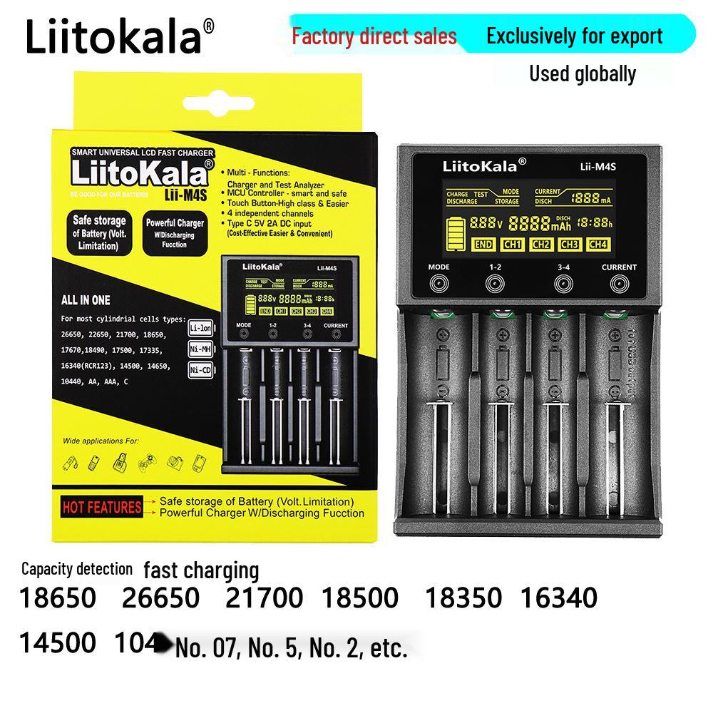 LiitoKala LII-M4S Charger: LCD Smart Capacity Tester for 18650/26650 Lithium Batteries