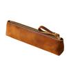 2026 Vintage Crazy Horse Leather Zipper Pencil Bag Handmade Cowhide Pen Cover Creative Fashion Stationery Pen Storage Bag