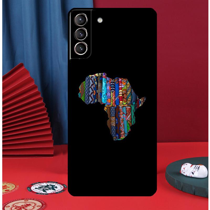 Map of Africa African Fabrics Phone Case For Samsung Galaxy S25 S24 Ultra S9 S10 S20 S21 S22 S23 Plus S24 FE Back Cover