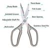 Stainless Steel Sharp Blade Aluminium Alloy Handle Vegetables Fish Chicken Bone Kitchen Scissors Household Accessories