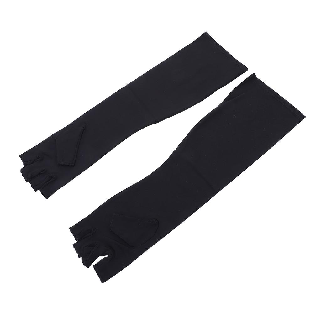 1 Pair Long Copper Gloves Fingerless Breathable Soft Copper Long Compression Gloves Copper Arm Sleeve for Men Women