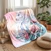 Unicorn with Rainbow Hair in Galaxy Theme blanket Lightweight Warm Flannel Blanket Decorative Throw Blanket for Home Decoration