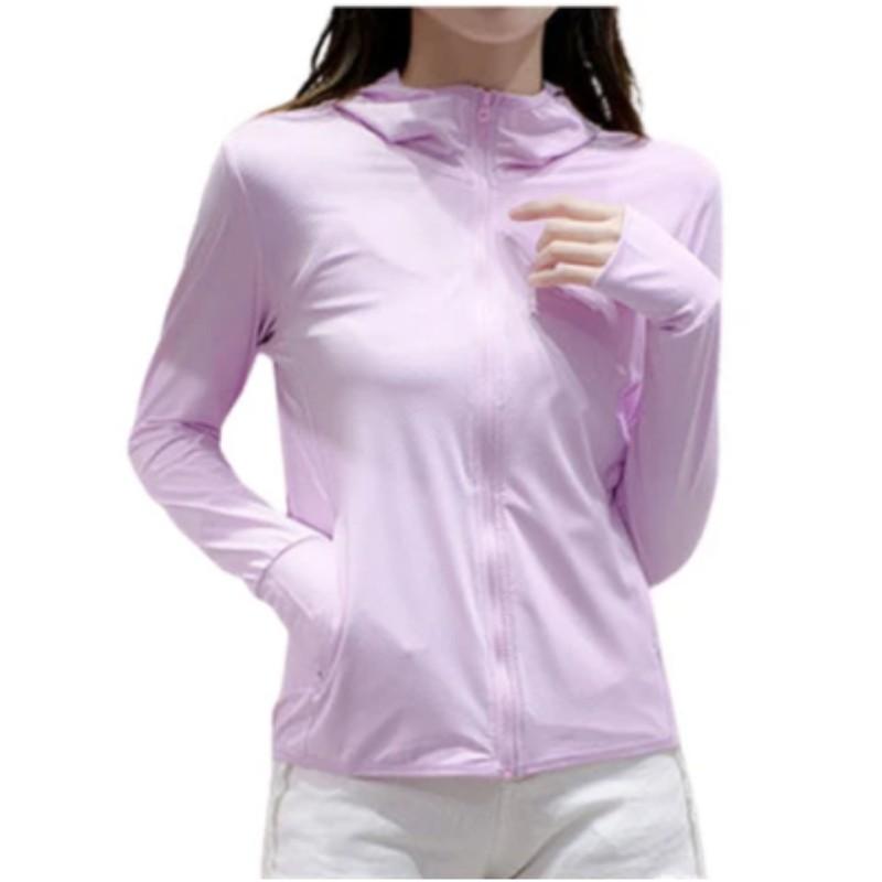 Women's Summer Long Sleeve Breathable Sunscreen Ice Silk Jacket Thin Hooded Casual Top
