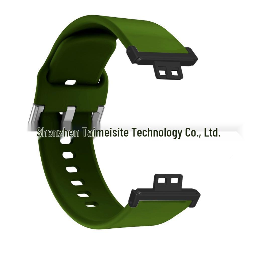 

Совместимый ремешок для Huawei Watch FIT Monochrome Vitality Edition (Металлические концевые звенья) армия зеленый